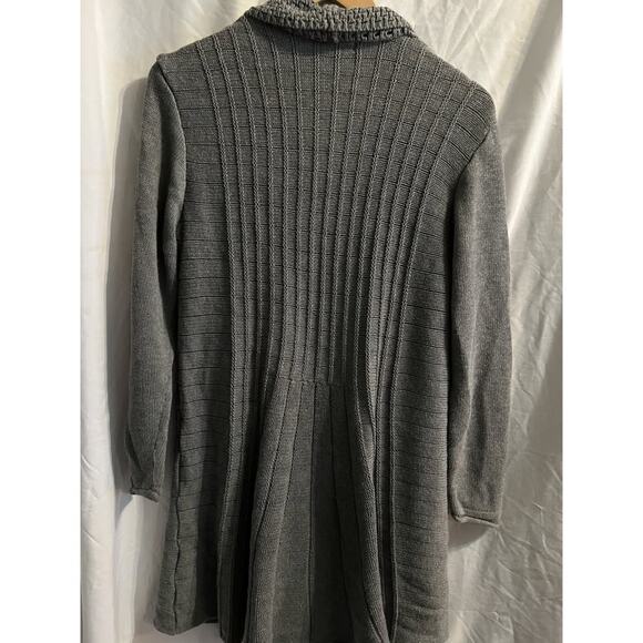 BOLD ELEMENTS Large Open Front Cardigan Side Slits Light Weight Heathered Gray - Picture 8 of 10